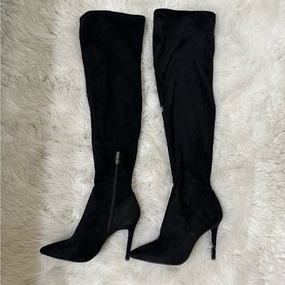 Jessica Simpson black knee high heeled boots US 9